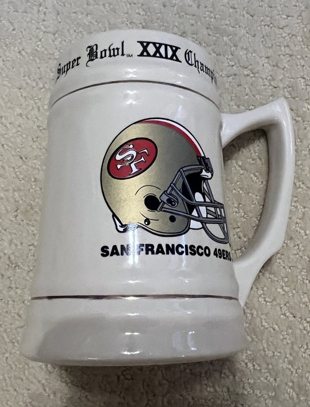 VTG San Francisco 49ers Super Bowl XXIX 29 Champions Ceramic Stein Mug Hunter